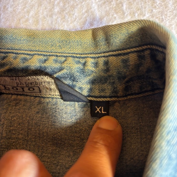 Vintage Polo Ralph Lauren Denim Harrington Jacket XL Blue Made in USA 90s Pony - Picture 4 of 7